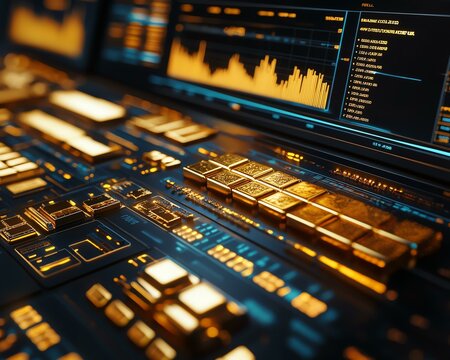 gold price, value, policy Futuristic digital interface showcasing data analysis and processing tools.