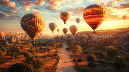 Obraz premium Cappadocia Hot Air Balloon Sunrise: A Breathtaking Travel Experience