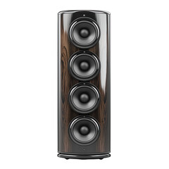Pair of Speakers on Wooden Stand Isolated on Transparent Background