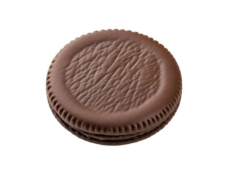 Close-up of a delicious, round chocolate sandwich cookie isolated on transparent background - Powered by Adobe