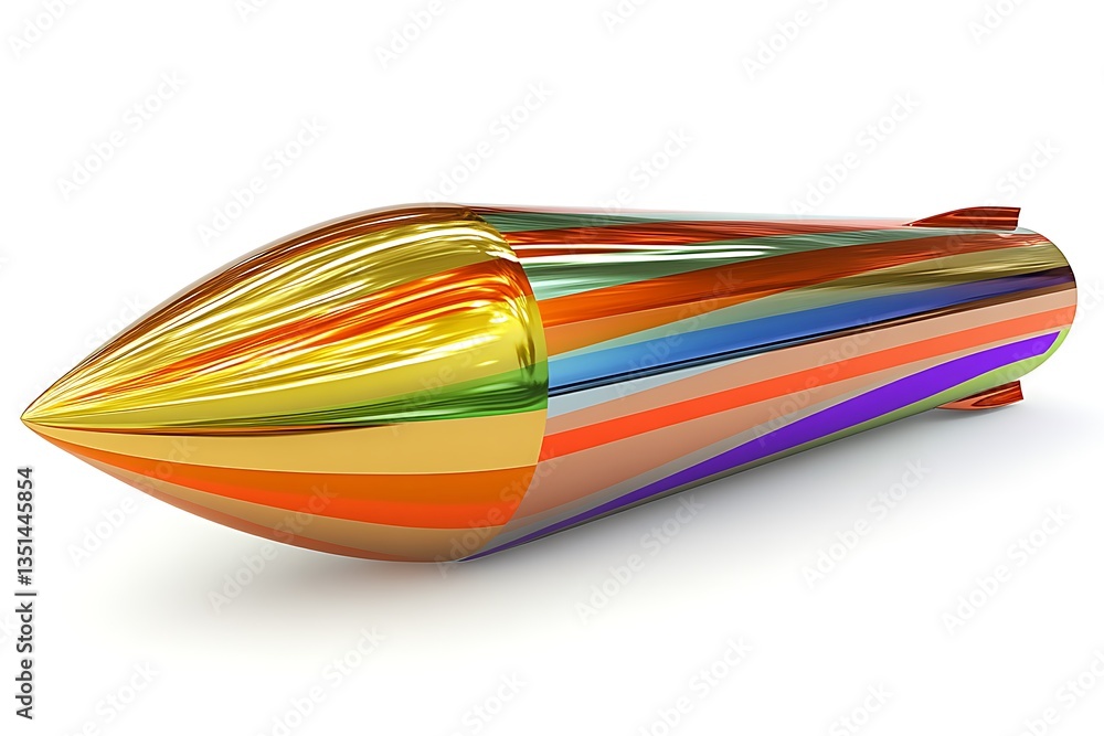 Poster a colorful abstract bullet shaped object with several horizontal stripes