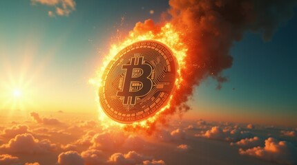 a bitcoin coin fall from the sky