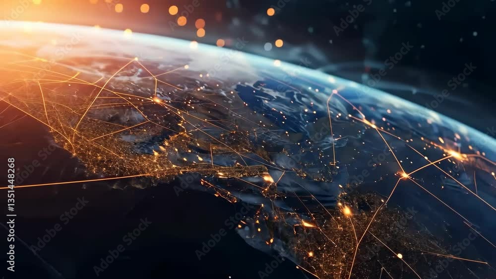 Poster this striking representation offers a hightech overview of earth, highlighting global connections dr
