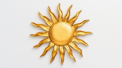 Ornate Gold Sunburst on White Background