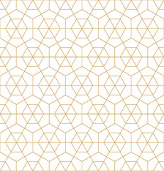 A repeating pattern of gold geometric shapes, including triangles and hexagons, on a soft cream background, creating a structured and elegant design.