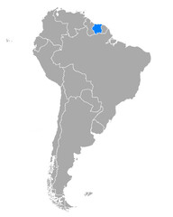 Karte von Suriname in Südamerika