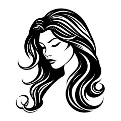 Elegant black and white portrait illustration of a woman, perfect for beauty and fashion designs.