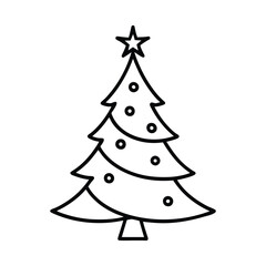 line drawing of a christmas tree vector illustration