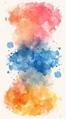 Abstract watercolor splashes, vertical, colorful, artistic, design element