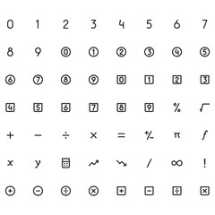 A Grid of Numbers and Math Symbols: A well-organized collection of numbers and mathematical symbols presented in a grid, ideal for illustrating numerical concepts and mathematical principles.