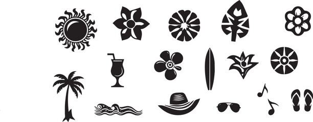 Groovy summer beach element silhouette vector illustration