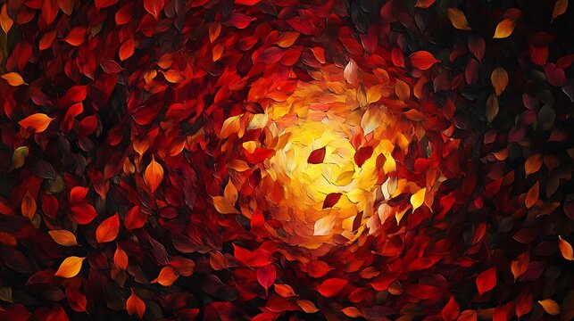 Autumn Leaves Swirl with Warm Light.