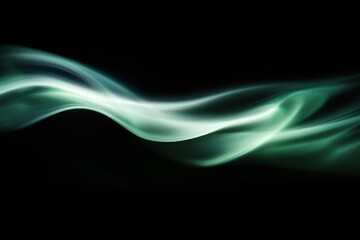 Obraz premium Abstract Teal Smoke Wave Dark Background, Elegant Swirls, Flowing Design