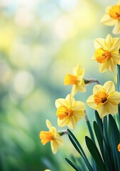 Fototapeta premium Vibrant Yellow Daffodils in Spring Sunlight
