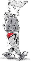 teenager walking with low pants