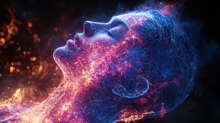 Ethereal human figure glowing with vibrant energy