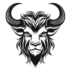 A bold and powerful silhouette of a Minotaur's head, featuring its iconic horns and strong facial structure. Perfect for mythology-themed designs, fantasy artwork, logos, and tattoo-style illustration