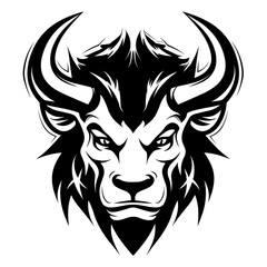 A bold and powerful silhouette of a Minotaur's head, featuring its iconic horns and strong facial structure. Perfect for mythology-themed designs, fantasy artwork, logos, and tattoo-style illustration