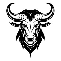 A bold and powerful silhouette of a Minotaur's head, featuring its iconic horns and strong facial structure. Perfect for mythology-themed designs, fantasy artwork, logos, and tattoo-style illustration