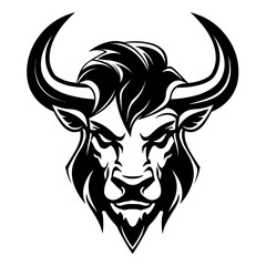 A bold and powerful silhouette of a Minotaur's head, featuring its iconic horns and strong facial structure. Perfect for mythology-themed designs, fantasy artwork, logos, and tattoo-style illustration