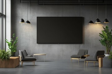 Modern Loft Space with Blank TV and Seating Area
