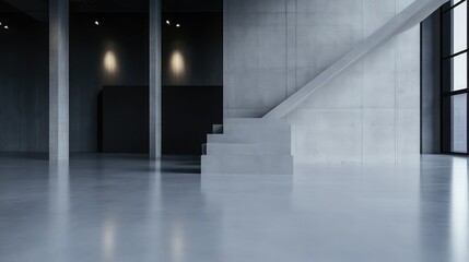 Fototapeta premium Modern concrete interior, spacious, minimalist