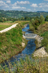 Fototapeta premium River engineering works for flood protection and hydraulic and reclamation projects