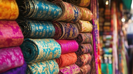 A traditional cotton market displaying handmade cotton textiles.