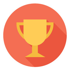 Flat golden trophy icon representing achievement, victory, success, and recognition.