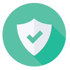 Shield icon with a check mark, symbolizing security and verification.