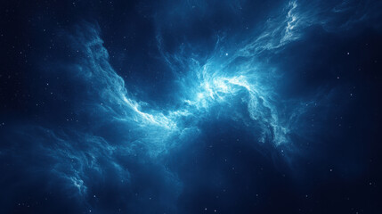 Fototapeta premium A minimalistic artistic interpretation of a nebula, subtle glowing dust and gas swirls in a deep navy-blue background, high-contrast details