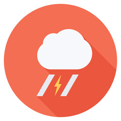 Storm icon with dark clouds and lightning, symbolizing severe weather conditions.