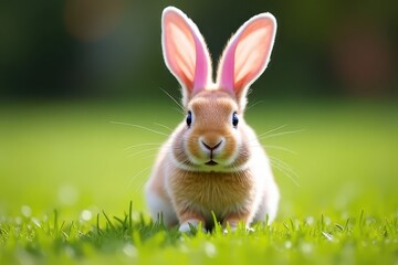 Fototapeta premium Charming Hare in Bunny Ear Fun, Showcasing Genuine Cuteness