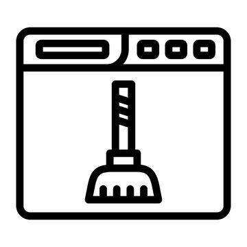 black browser window with cleaning brush clip art preview