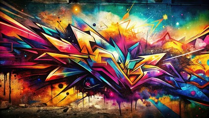 Vintage Graffiti Art: Bold Colorful Abstract Expressionism Photography