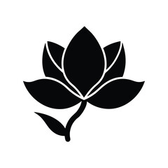 Silhouette vector art illustration of a magnolia icon.eps