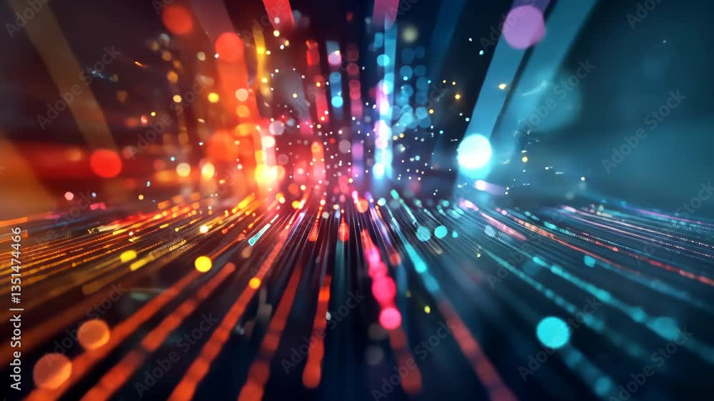 Aufkleber The imagery depicts vibrant streams of colors and lights, symbolizing data flow and connectivity in business and technology environments, highlighting advancements in AI and engineering.