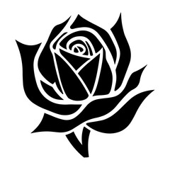 Elegant black and white rose illustration, perfect for botanical and romantic designs.