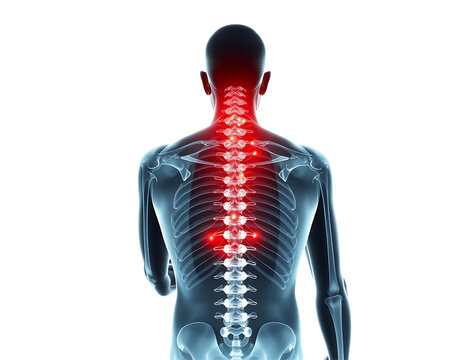 Medical illustration of a man with back pain
