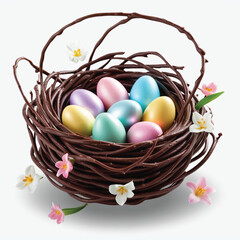 basket with easter eggs