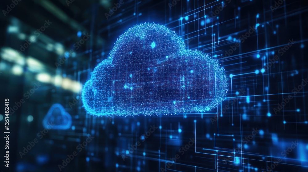 Aufkleber digital cloud computing concept with glowing data connections in background
