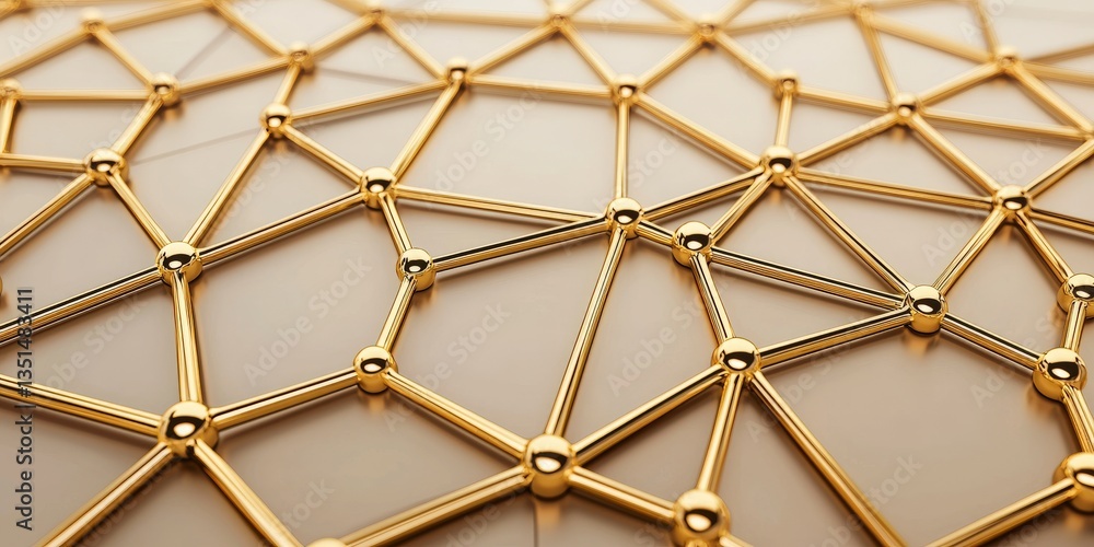 Poster network of interconnections: an intricate web of interconnected nodes and lines, a golden network th