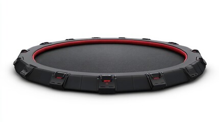 Trampoline jumping event indoor facility action sports urban environment side view dynamic energy