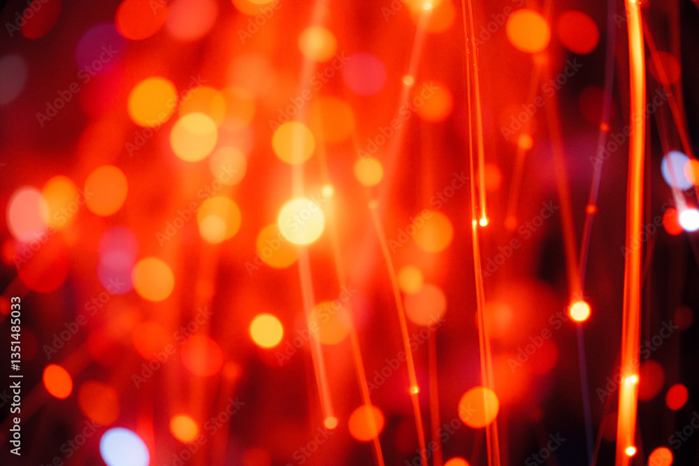Poster abstract image featuring vibrant bokeh lights in shades of red and orange, creating a warm and energ