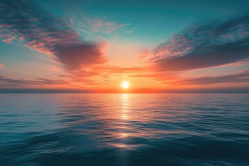 A serene sunset over a calm ocean