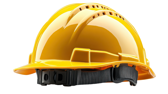 Isolated yellow hard hat, essential safety equipment for industrial work