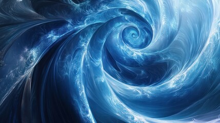 Abstract swirling spiral pattern in blue and white. Possible use Background for website, graphic design