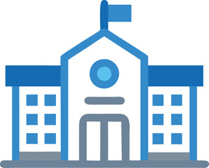 School Building. Flat Design Style.
