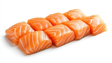 Preparing fresh salmon fillets for cooking kitchen food photography clean environment overhead view culinary art