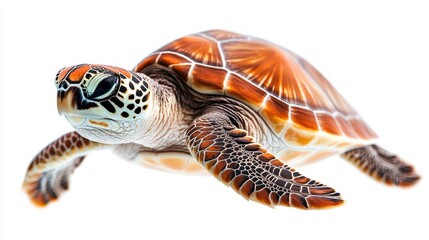 Swimming green sea turtle in clear ocean waters wildlife photography underwater adventure close-up view